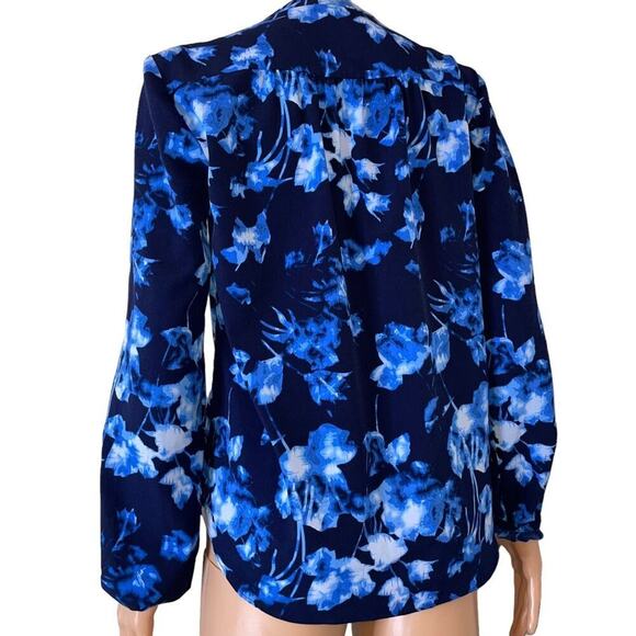 Vince Camuto Top Long Sleeve By Vince Camuto Size XS two tone blue wrap blouse - Picture 2 of 8